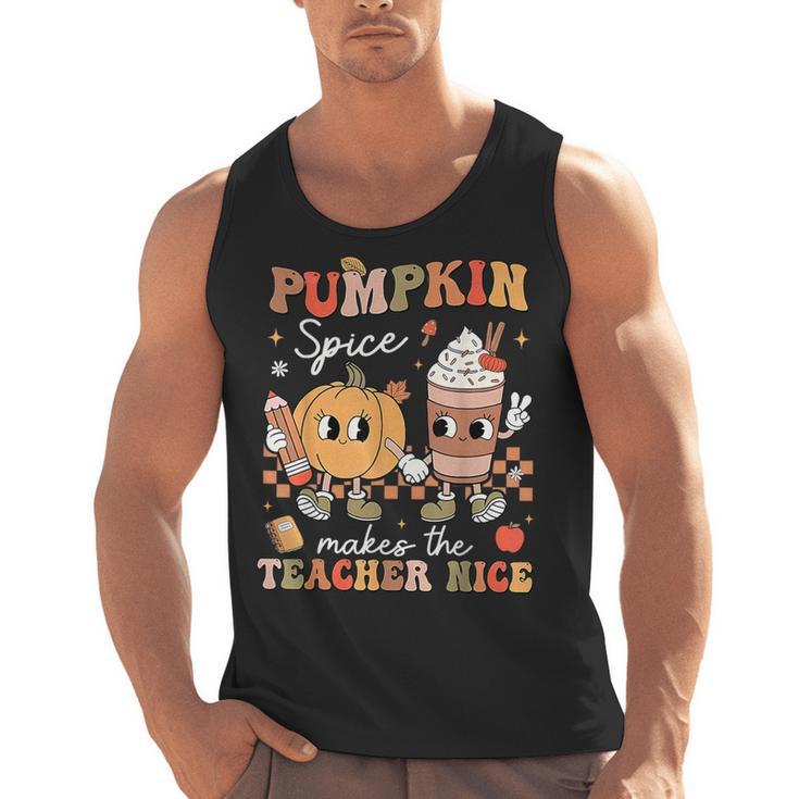 Pumpkin Spice Makes Teacher Nice Retro Fall Spooky Season Men Tank Top