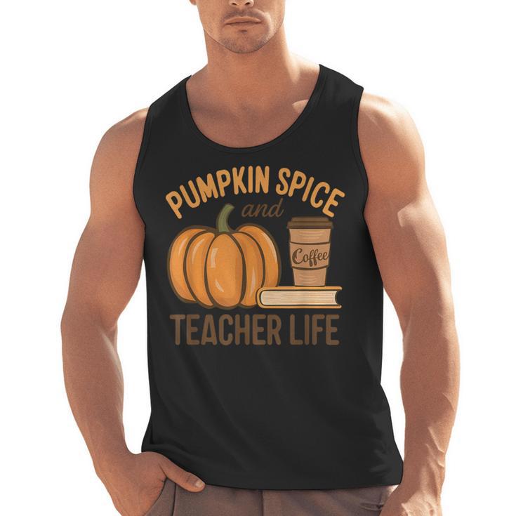 Pumpkin Spice And Teacher Life Halloween Teacher Men Tank Top