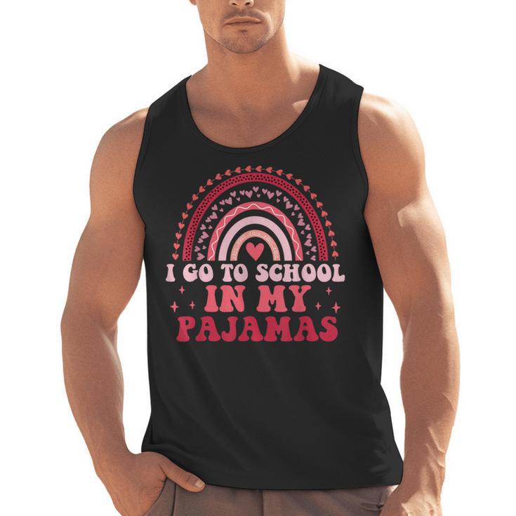 Rainbow Homeschool Mom Teacher I Go To School In My Pajamas Men Tank Top