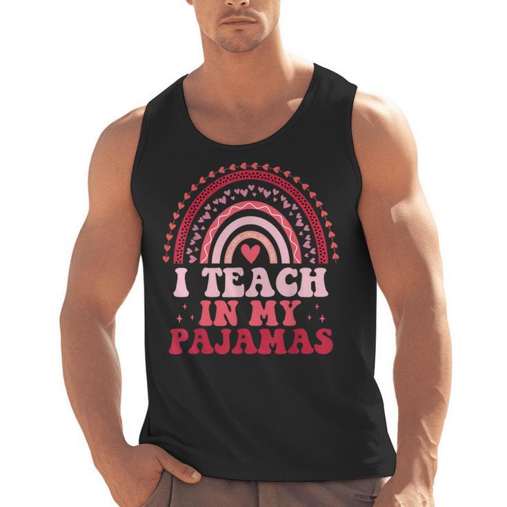 Rainbow Retro Homeschool Mom Teacher I Teach In My Pajamas Men Tank Top