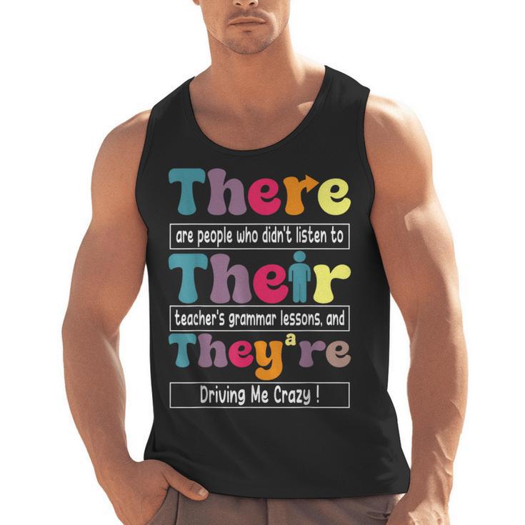 There Their They'Re English Teacher Grammar Memes Men Tank Top