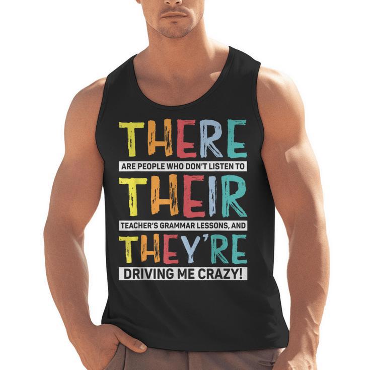 There Their They’Re Grammar Joke For English Teacher Student Men Tank Top