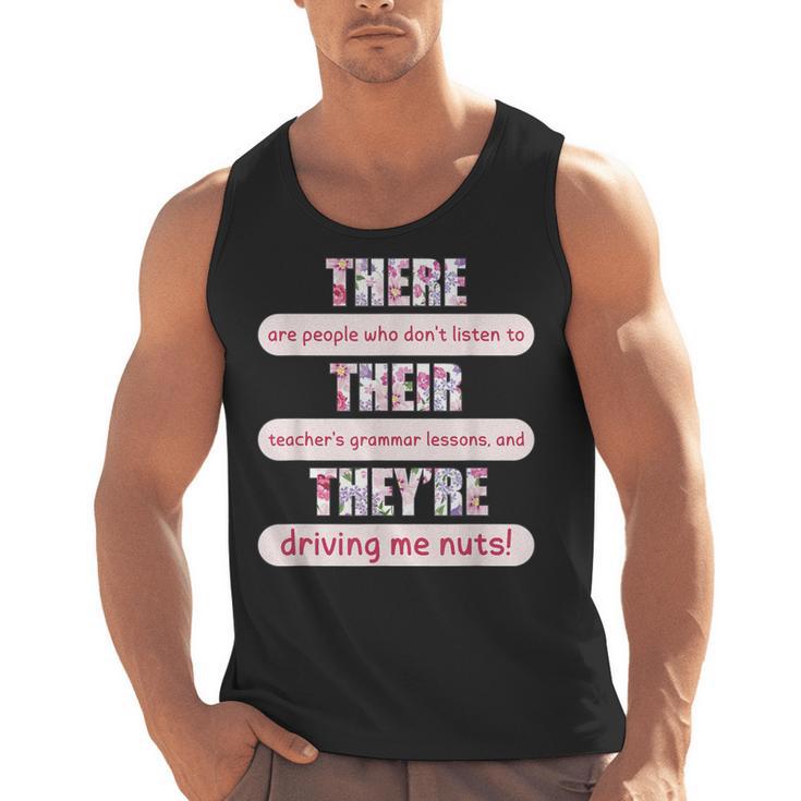 There Their They'Re Teacher English Grammar Police Men Tank Top