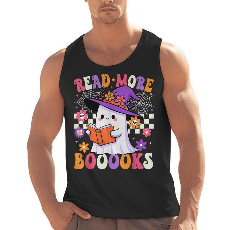 Read More Books Ghost Reading Book Teacher Halloween Men Tank Top