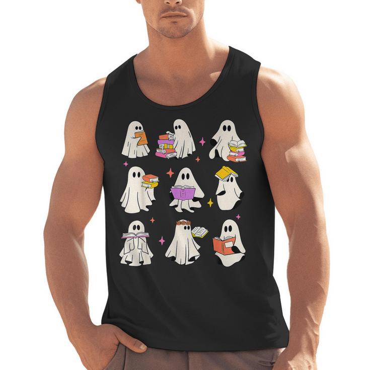 Read More Books Spooky Teacher Halloween Ghost Reading Book Men Tank Top