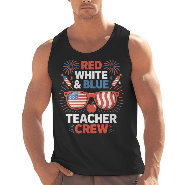 Red & Blue Teacher Crew Shirt 4th Of July Sunglasses Men Tank Top