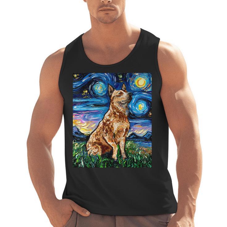 Red Heeler Starry Night Cattle Dog Colorful Art By Aja For Men Women Girls Kids Men Tank Top, trending gift
