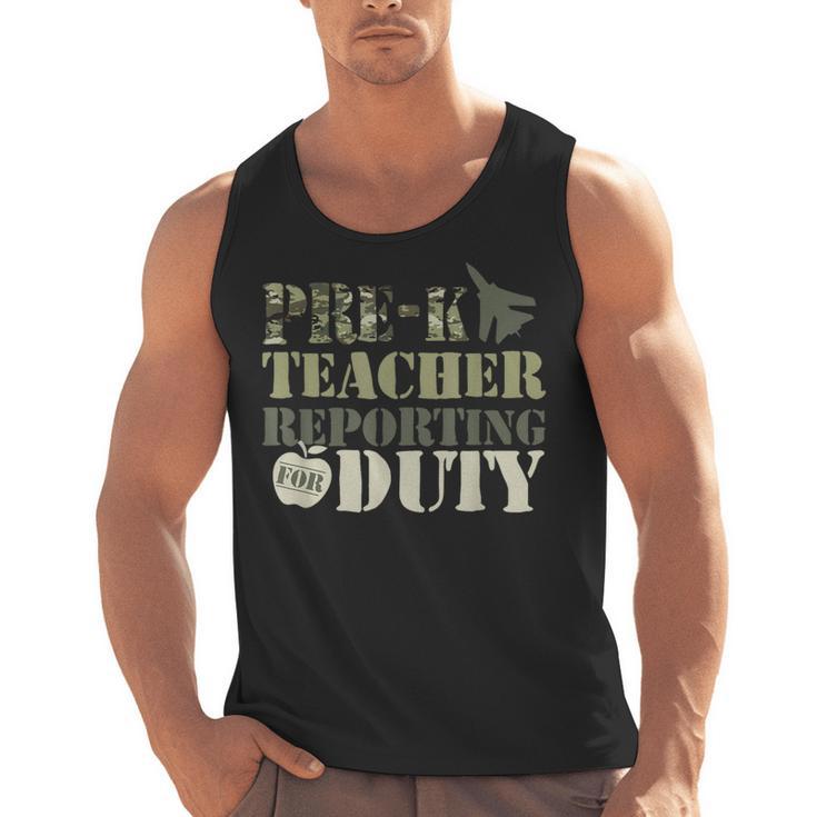 Retro Back To School Women Old Camo Pre-K Teacher Men Tank Top
