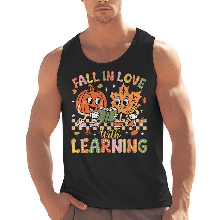 Retro Fall In Love With Learning Autumn Pumpkin Teacher Kids Men Tank Top