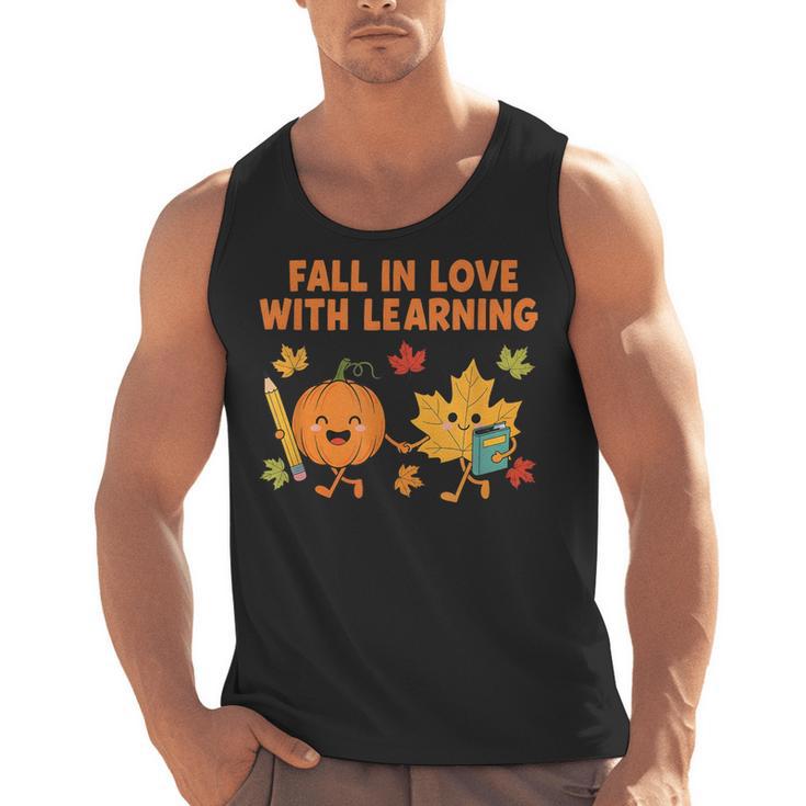 Retro Fall In Love With Learning Autumn Pumpkin Teacher Men Tank Top