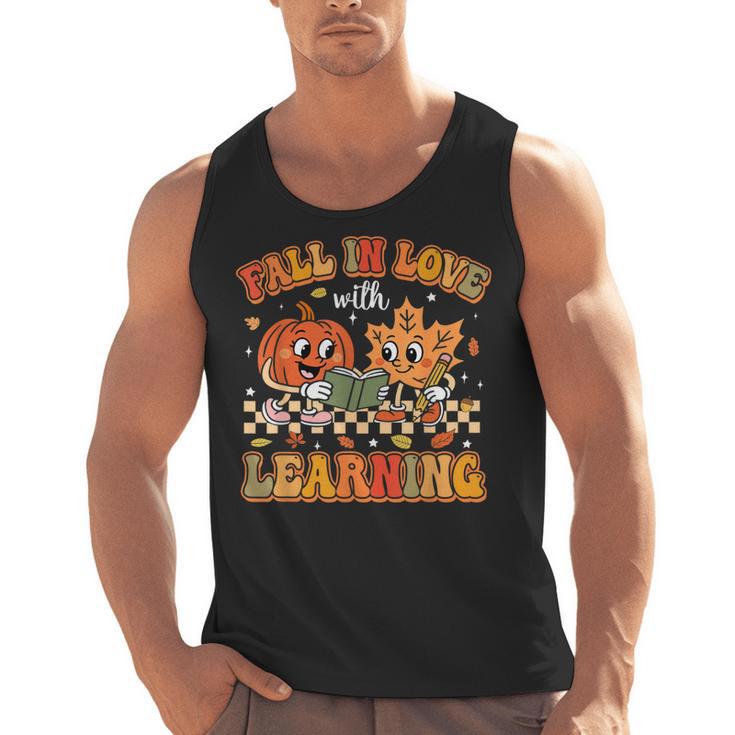 Retro Fall In Love With Learning Autumn Pumpkin Teachers Men Tank Top