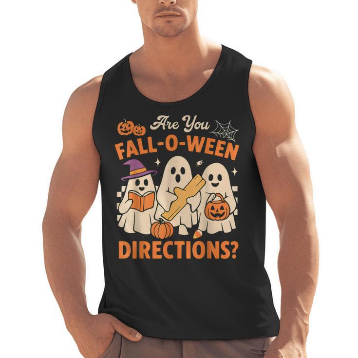 Retro Are You Fall O Ween Directions Ghost Teacher Spooky Men Tank Top
