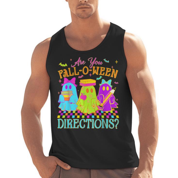 Retro Are You Falloween Direction Teacher Spooky Halloween Men Tank Top