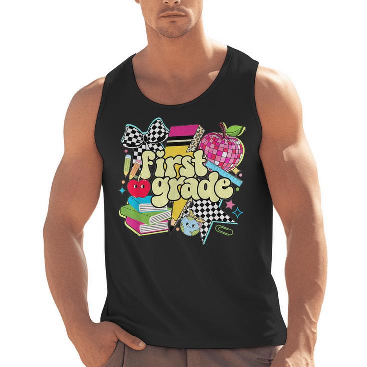 Retro First Grade Teacher Disco Ball Coquette Back To School Men Tank Top