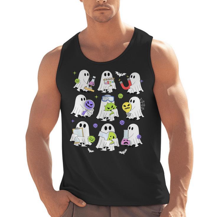Retro Halloween Science Teacher Ghost Laboratory Teacher Men Tank Top