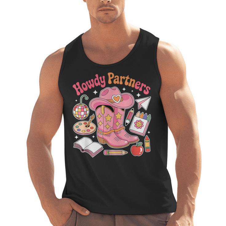 Retro Howdy Partners Cowgirl Cowboy Teacher Back To School Men Tank Top
