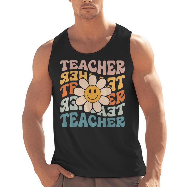 Retro Teacher Daisy Colorful Elementary School Teacher Men Tank Top
