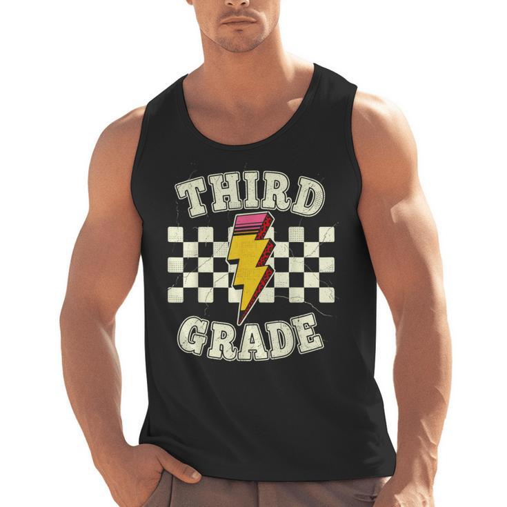 Retro Third Grade Teacher Lightning Bolt Pencil Teacher Kids Men Tank Top