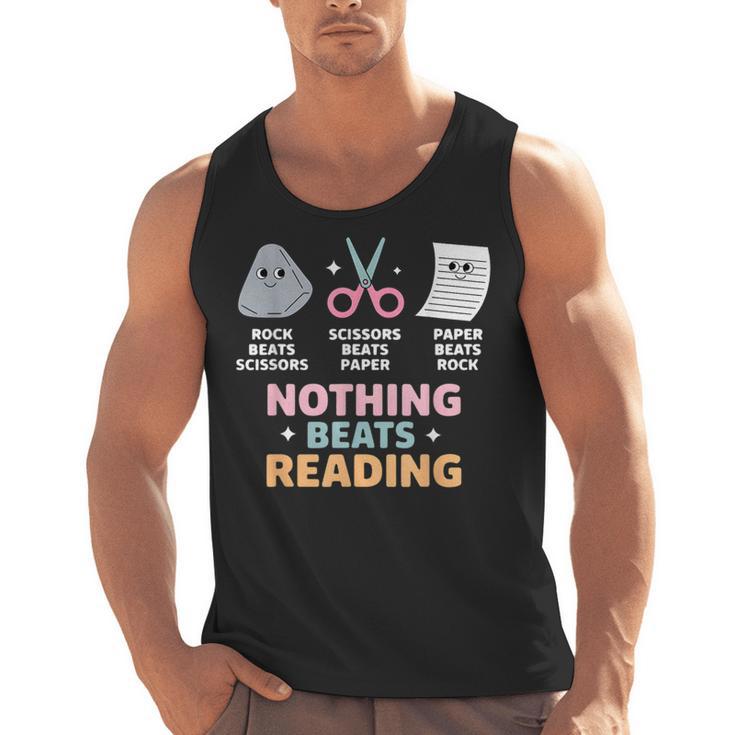 Rock Paper Scissors Teacher Librarian Nothing Beats Reading Men Tank Top