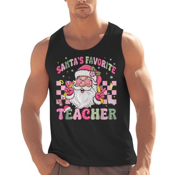 Santa's Favorite Teacher Groovy Christmas Teacher Boys Girls Men Tank Top