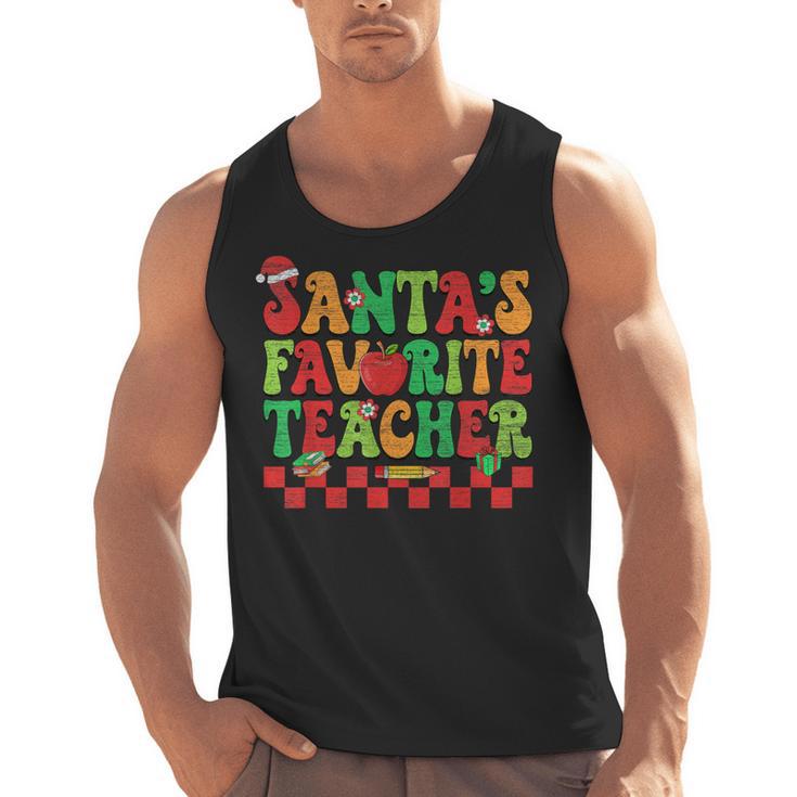 Santas Favorite Teacher Retro Groovy Christmas Xmas Women Men Tank Top