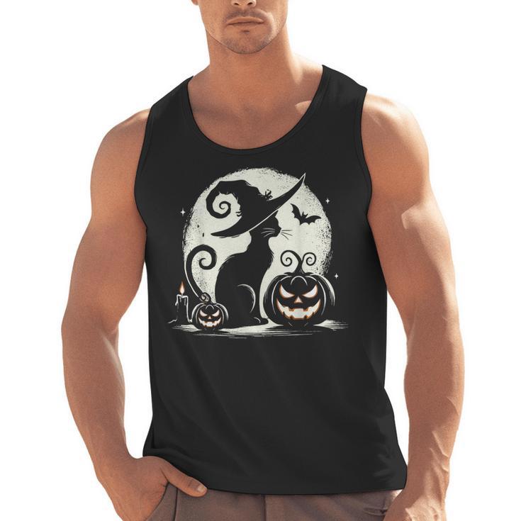 Scary Halloween Cat Costume Retro Cat Moon For Men Women Kids Men Tank Top, trending gift