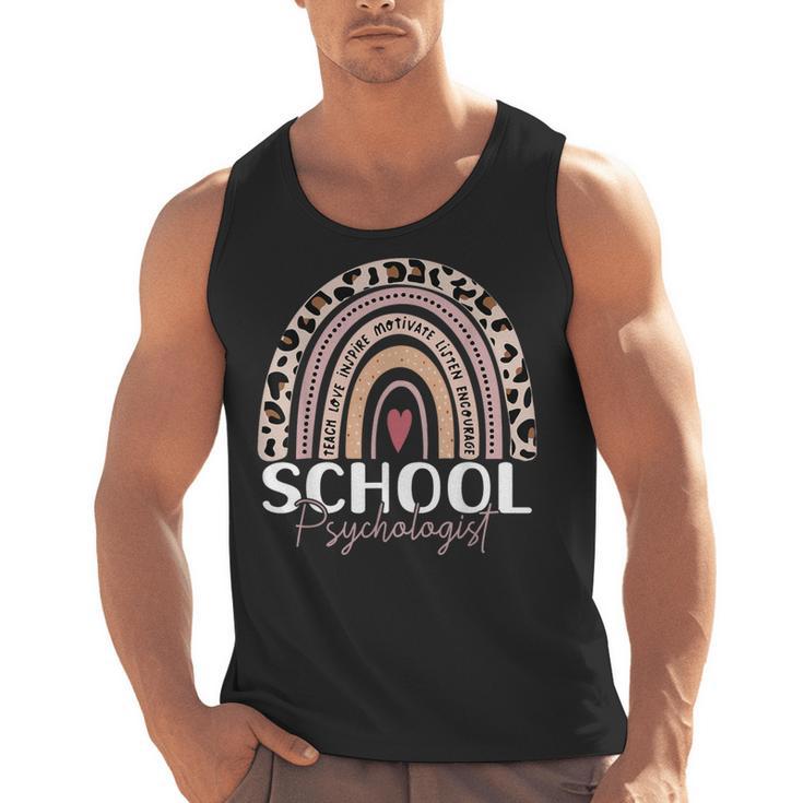 School Psych Teacher School Psychologist Leopard Rainbow Men Tank Top