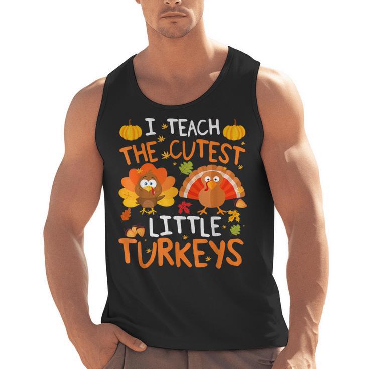 School Thankful I Teach The Cutest Little Turkeys Thanksgiving Teacher Men Tank Top