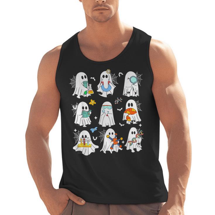 Science Teacher Ghost Laboratory Halloween Teacher Men Tank Top