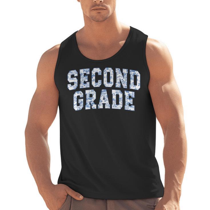 Second Grade Floral Blue Back To School 2nd Grade Teacher Men Tank Top
