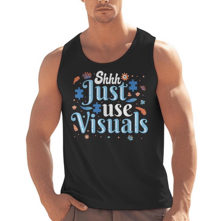 Shhh Just Use Visuals SPED Special Education Teacher Men Women Men Tank Top