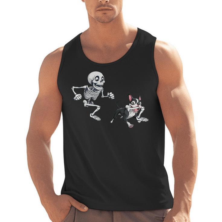 Skeleton Chasing Dog Boston Terrier Halloween Pet Lover Men Tank Top, Boston Terrier Halloween Gifts, trending gift