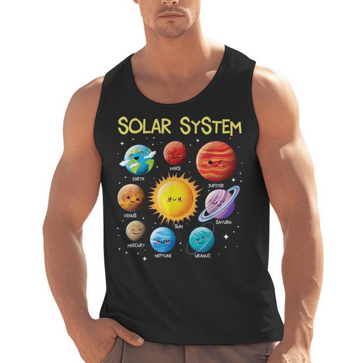 Solar System Cute Face Planets Space Science Teacher School Men Tank Top