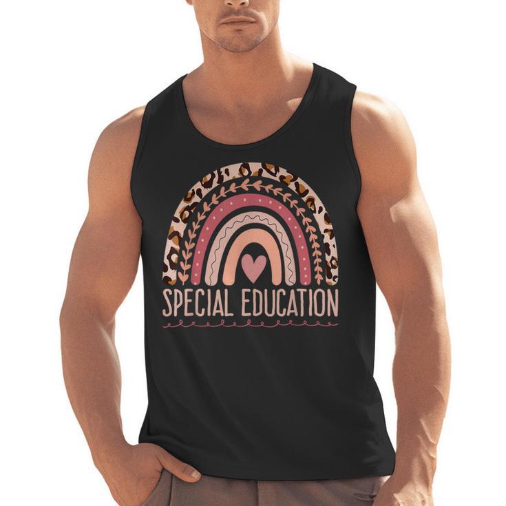 Special Education Shirt Teacher SPED Leopard Boho Rainbow Men Tank Top