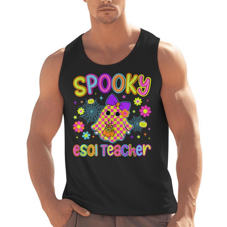 Spooky ESOL Teacher Halloween ESOL Teaching Coquette Men Tank Top