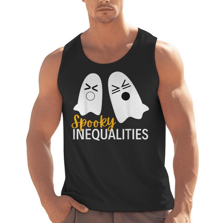 Spooky Ghost Inequalities Halloween Math Teacher Men Tank Top
