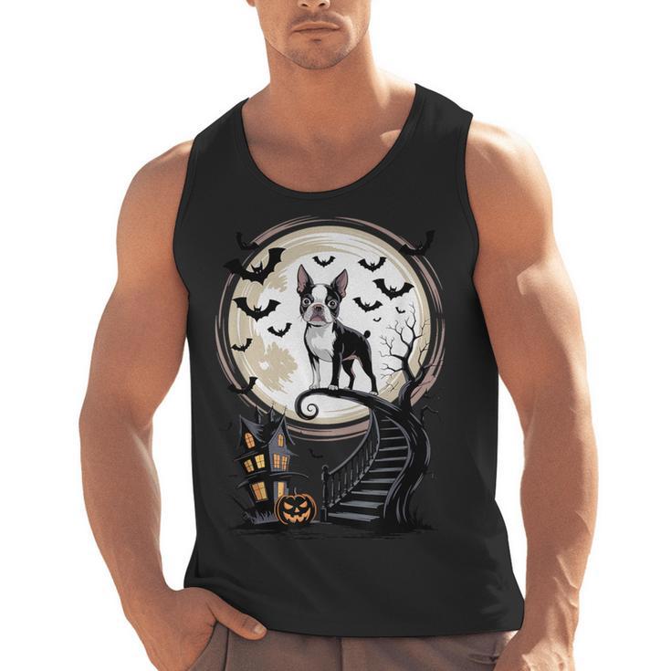 Spooky Halloween Moon Boston Terrier Boston Bull Bostie Men Tank Top, Boston Terrier Halloween Gifts, trending gift