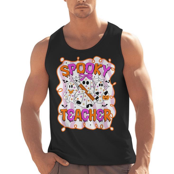 Spooky Teacher Ghost Pencil Teacher Halloween Teacher Men Tank Top