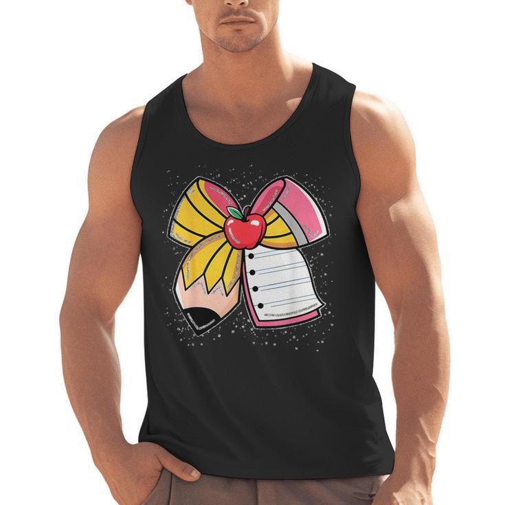 Student Teacher Coquette Bow Pencil Back To School First Day Men Tank Top