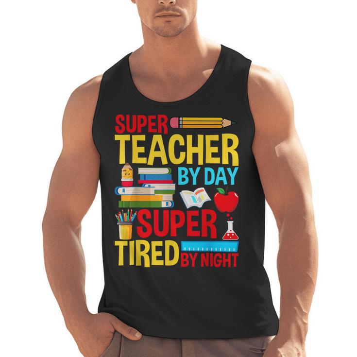 Super Teacher By Day Super Tired By Night Superhero Teacher Men Tank Top