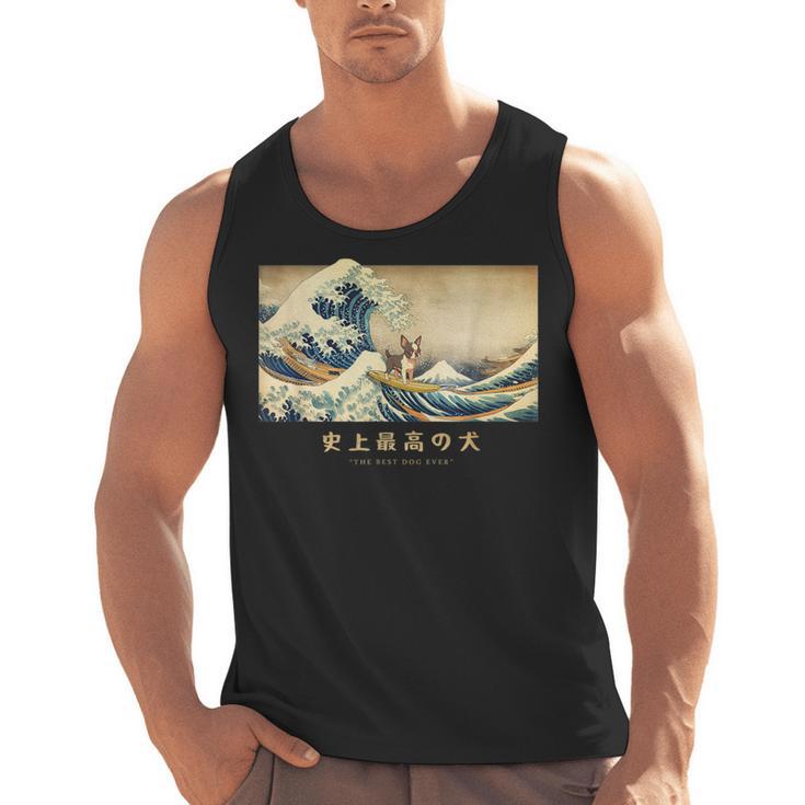 Surfing Boston Terrier Kanagawa Wave Japanese Dog For Men Women Kids Men Tank Top, trending gift