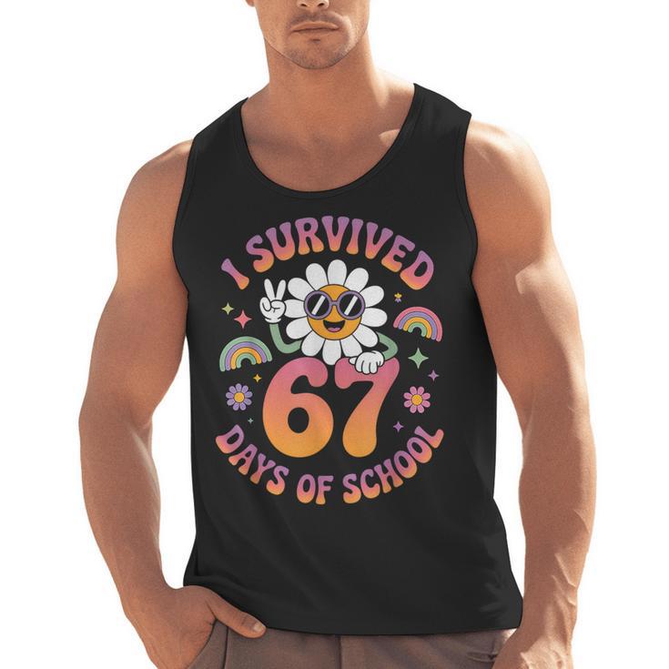 I Survived 67 Days Of School Groovy Retro Teachers Girls Men Tank Top