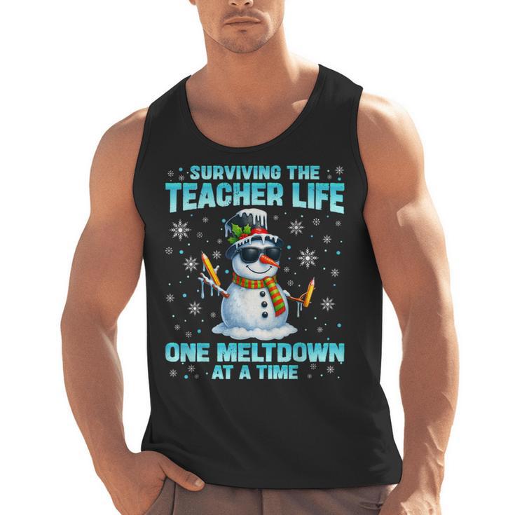 Surviving The Teacher Life Pjs Pajamas Christmas Xmas Teache Men Tank Top