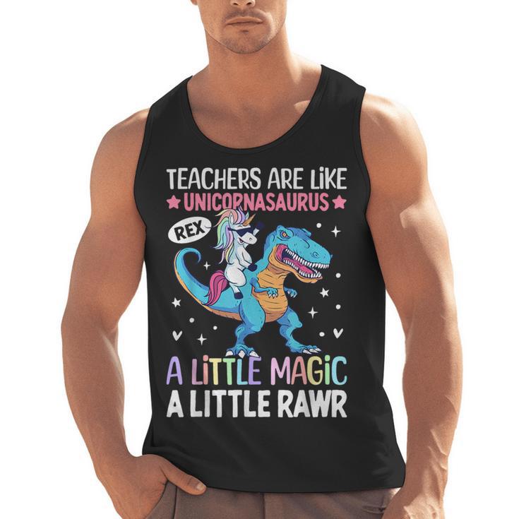 T Rex Dinosaur Unicorn Teachers Are Like Unicornasaurus Rex Men Tank Top