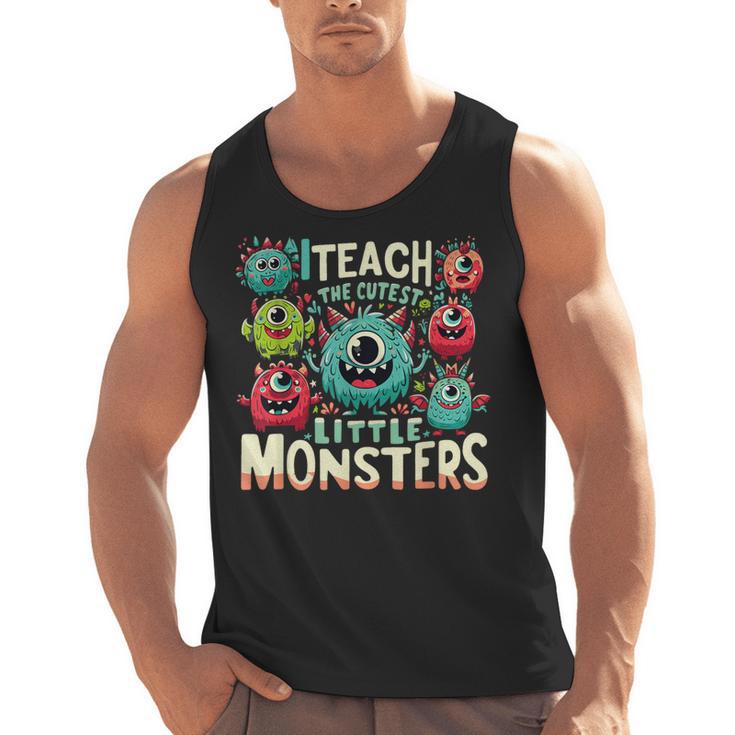 I Teach The Cutest Little Monsters Teacher Halloween Outfit Men Tank Top