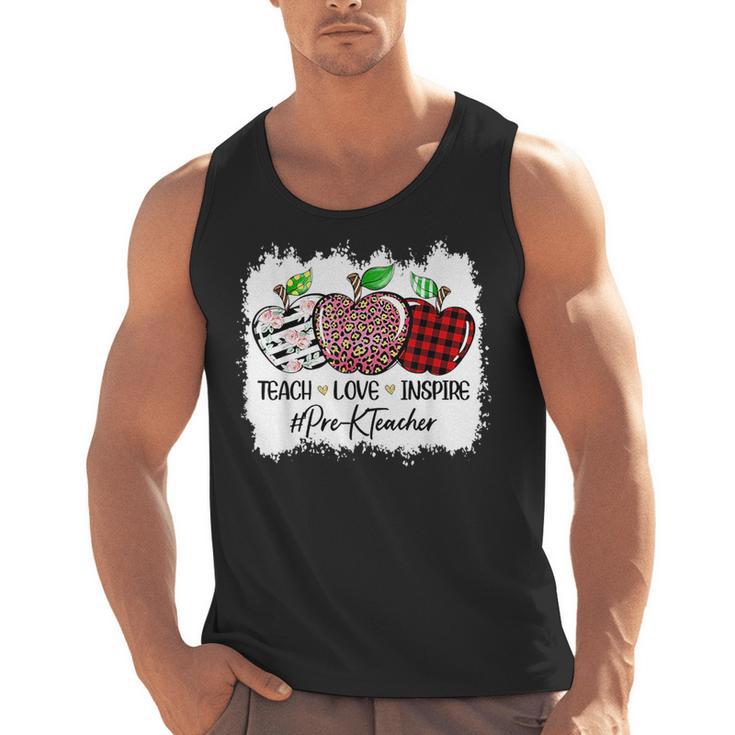 Teach Love Inspire Pre-k Teacher Apple Leopard Red Plain Men Tank Top
