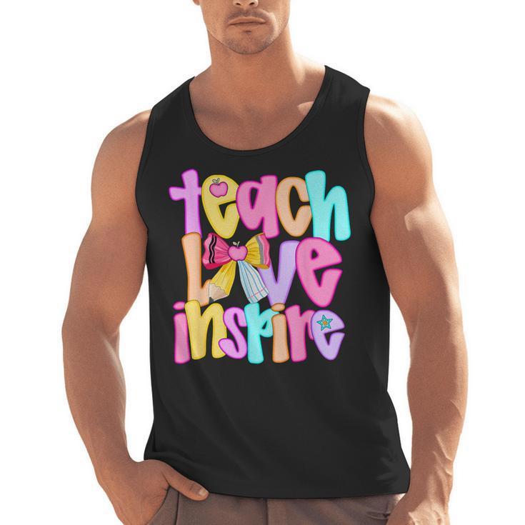 Teach Love Inspire Preppy Back To School Teacher Women Men Tank Top