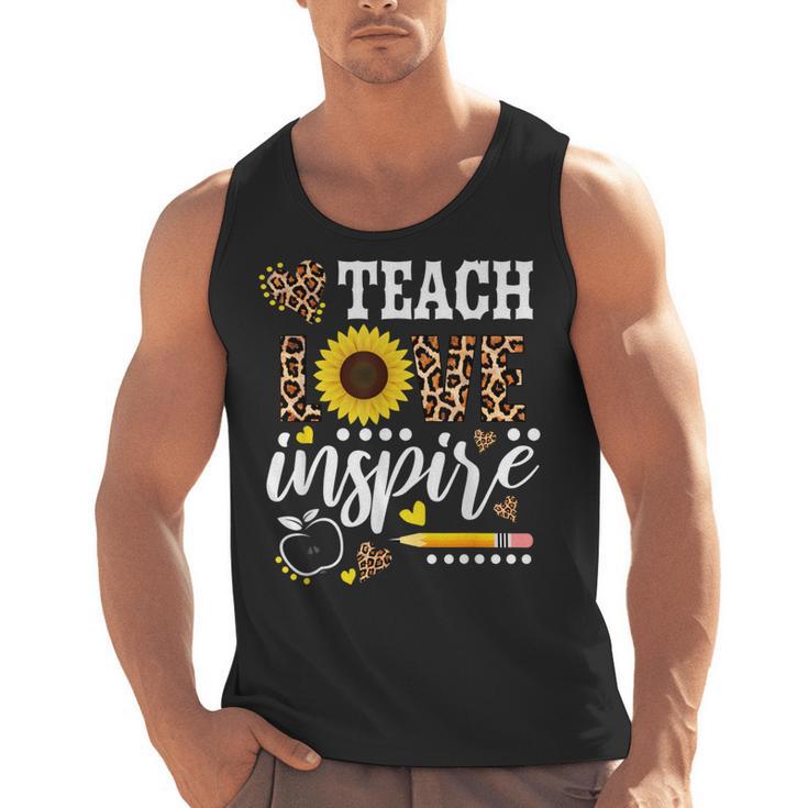 TEACH LOVE INSPIRE Teacher Sunflower Appreciation Men Tank Top