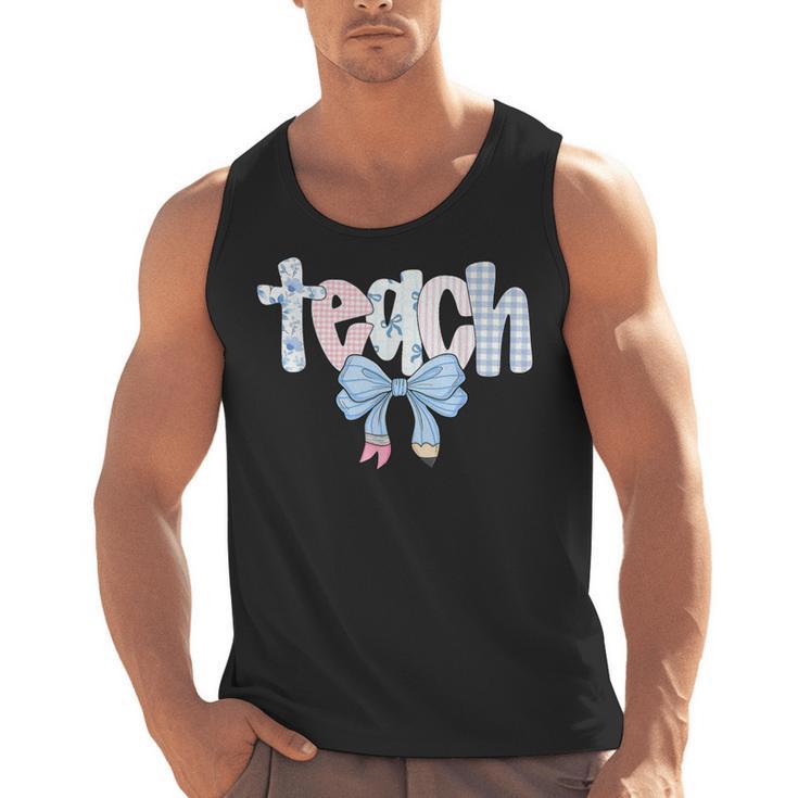 Teach Teacher Coquette Bow Pencil Back To School First Day Men Tank Top