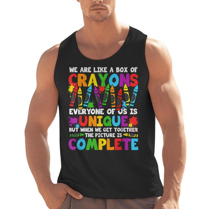 Teacher We Are Like A Box Of Crayons Back To School Men Tank Top